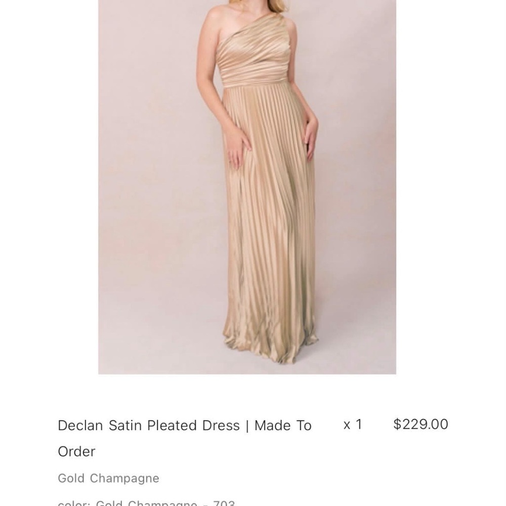 Satin One-Shoulder Pleated Dress - Gold Champagne